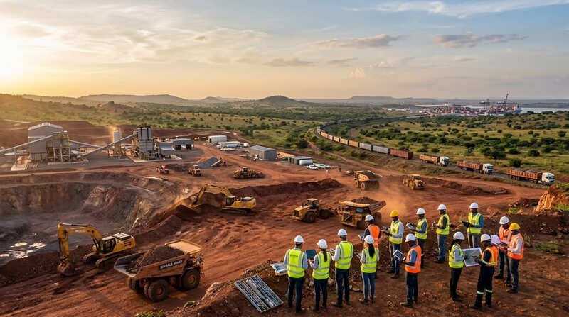 Engineers reviewing geological data